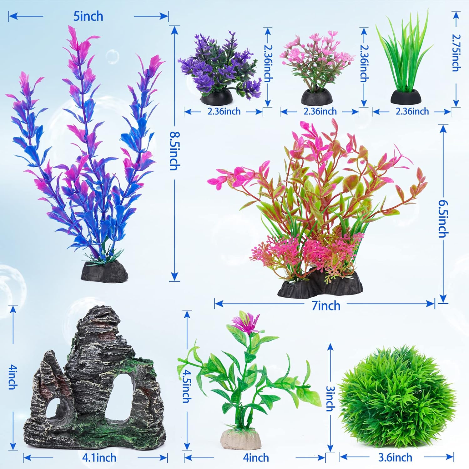 Aquarium Decor Set: Plastic Pl - Planted Aquarium With Rocks incelemesi ve fiyatı