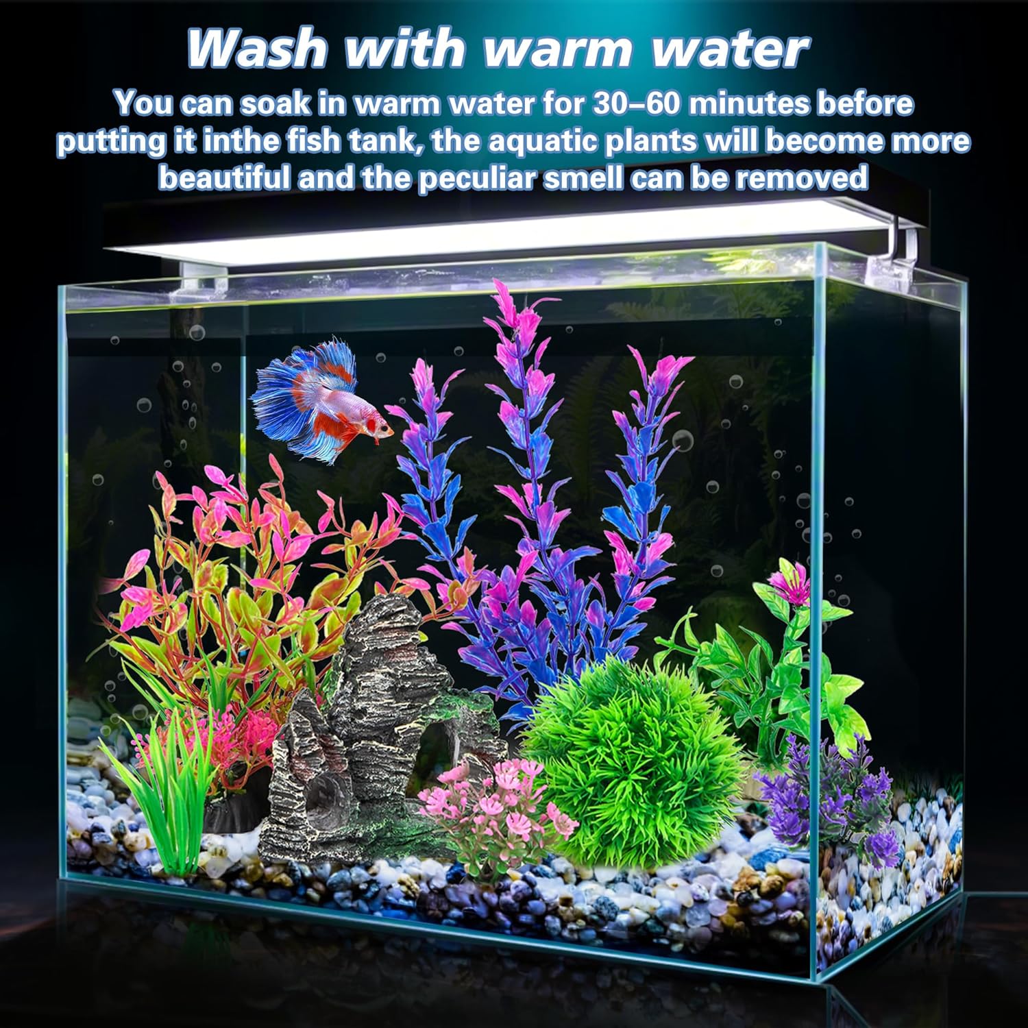 Aquarium Decor Set: Plastic Pl - Planted Aquarium With Rocks incelemesi ve fiyatı