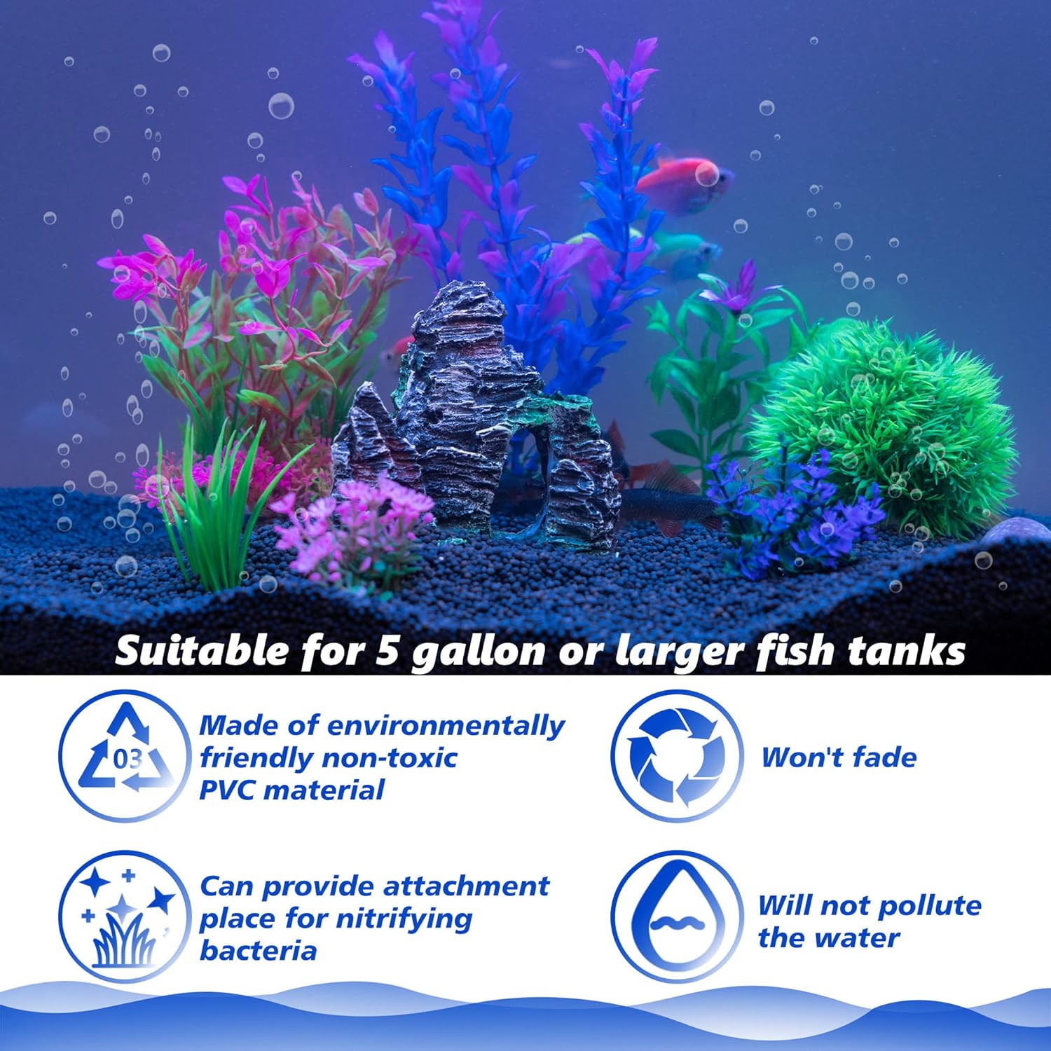 Aquarium Decor Set: Plastic Pl - Planted Aquarium With Rocks incelemesi ve fiyatı