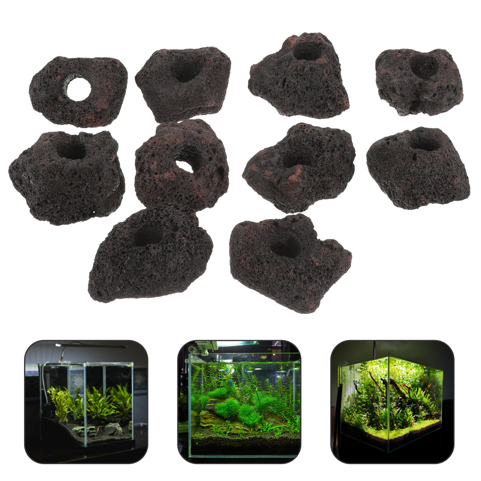 10Pcs Water Plants Volcanic St - Planted Aquarium With Rocks incelemesi ve fiyatı